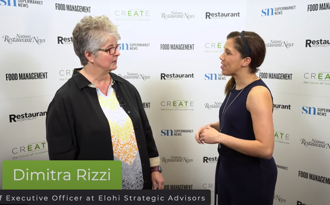 Dimitra Rizzi, CEO of Elohi Strategic Advisors, with Amanda Venezia, talking about helping sustainable foods get to market.