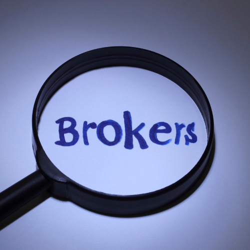 Magnifying glass, with the word "Broker" inside to signify the search for a foodservice broker.