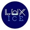 Modern LUX ICE logo with a sleek design on a navy blue background.