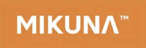 MIKUNA logo in bold letters on vibrant orange background, symbolizing energy and innovation.