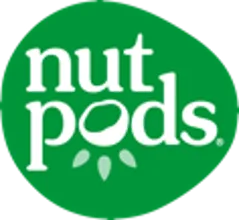 Nut Pods logo featuring coconut and leaves on a vibrant green background for wellness products.