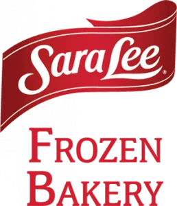 Sara Lee logo featuring a red ribbon, showcasing frozen baked goods and comfort food.