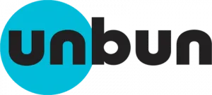 Modern unbun logo in bold font with teal background, perfect for branding and marketing.