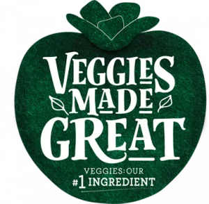 Playful Veggies Made Great logo highlighting vegetables as the main ingredient for healthy eating.